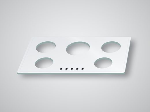 5-burner hob glass, white