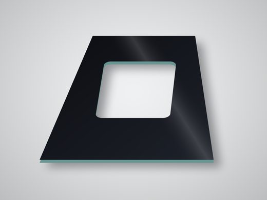 Slanted hood glass with window